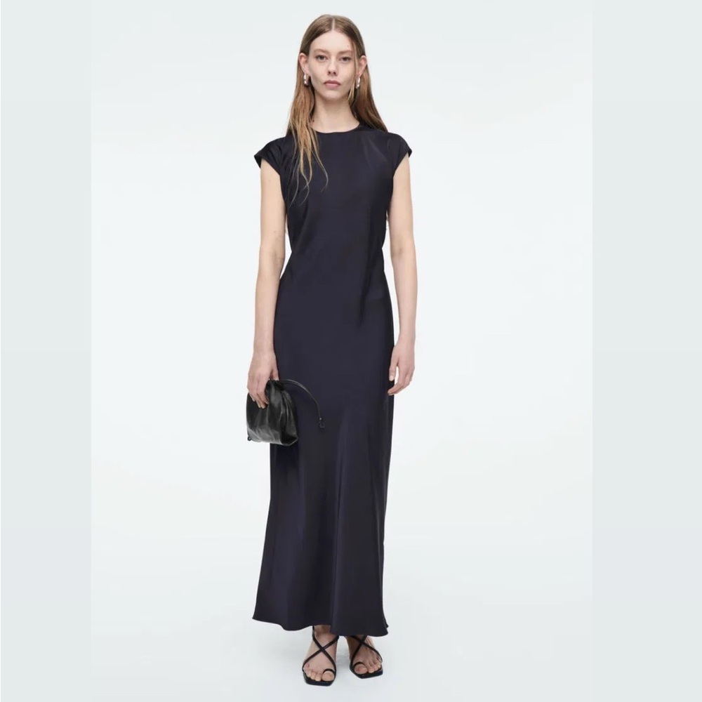 NWT💙 COS Tie-Detail Satin Midi Dress